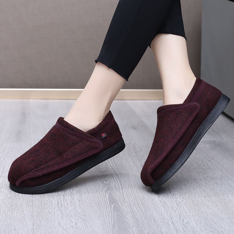Ziwa Ge Winter New Warm Fleece-Lined Thickened Cloth Widened Velcro Shoe Top Openable Comfortable Cotton Shoes_voghion.com