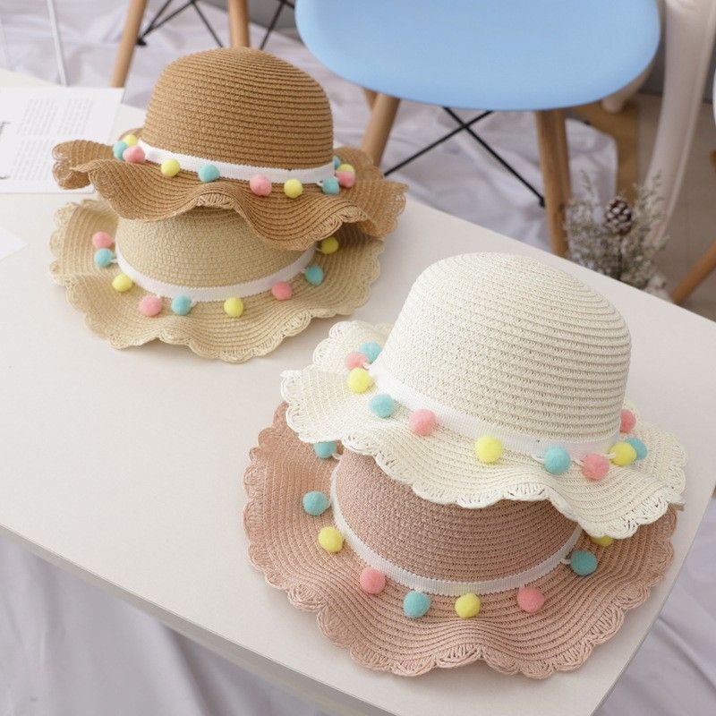 Cappello da sole in erba per ragazza pescatore, protezione da spiaggia per principessa estiva femminile per bambini, cappello da bacino_voghion.com