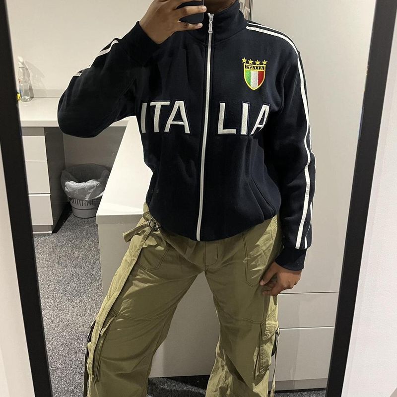 Felpa con stampa patchwork di lettere con colletto rialzato, stile casual e trendy, stile americano, autunno-inverno Y2K_voghion.com