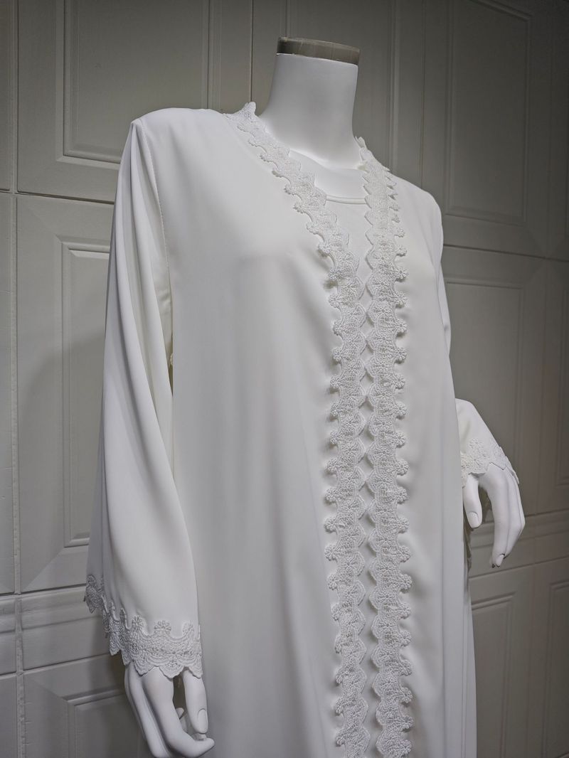 Roupas femininas Jaqueta da moda muçulmana Oriente Médio Dubai Robe branco Feminino Novo estilo de roupa externa Abaya_voghion.com