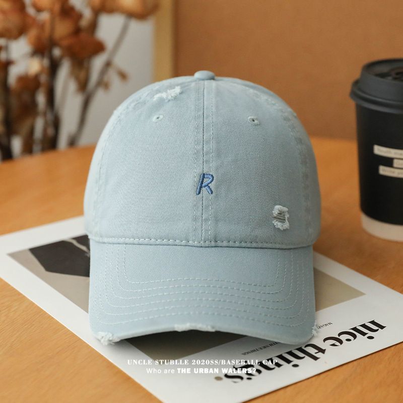 R Embroidered Baseball Cap For Women & Men - Wide Brim Sun Hat With Soft Top, UV Protection & Adjustable Strap_voghion.com