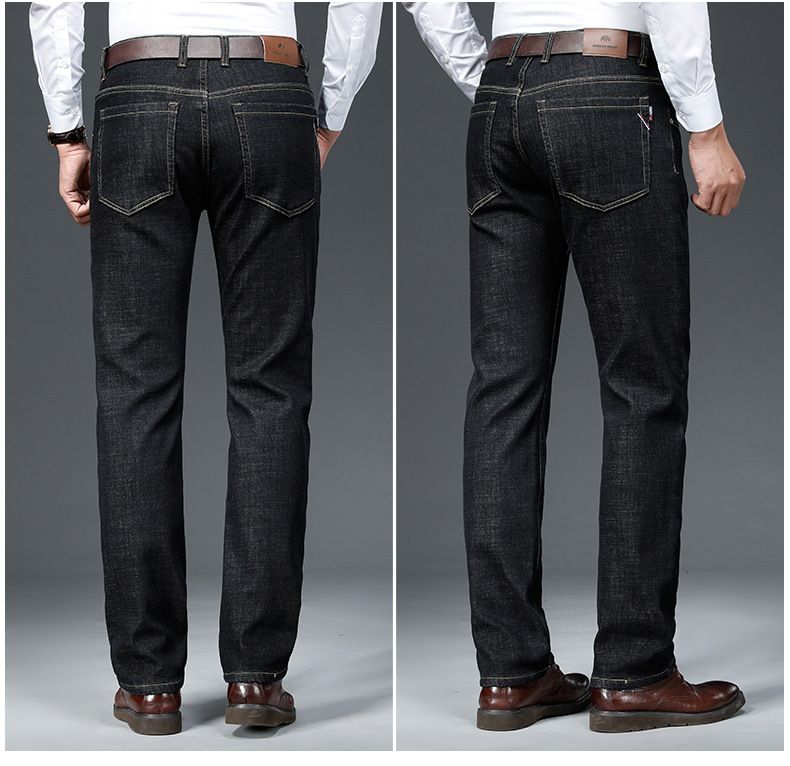 Winterweiche, dicke Business-Jeans für Herren, für junge und mittelalte Männer, locker sitzende, warme Denim-Langhosen, Business-Herrenbekleidung_voghion.com
