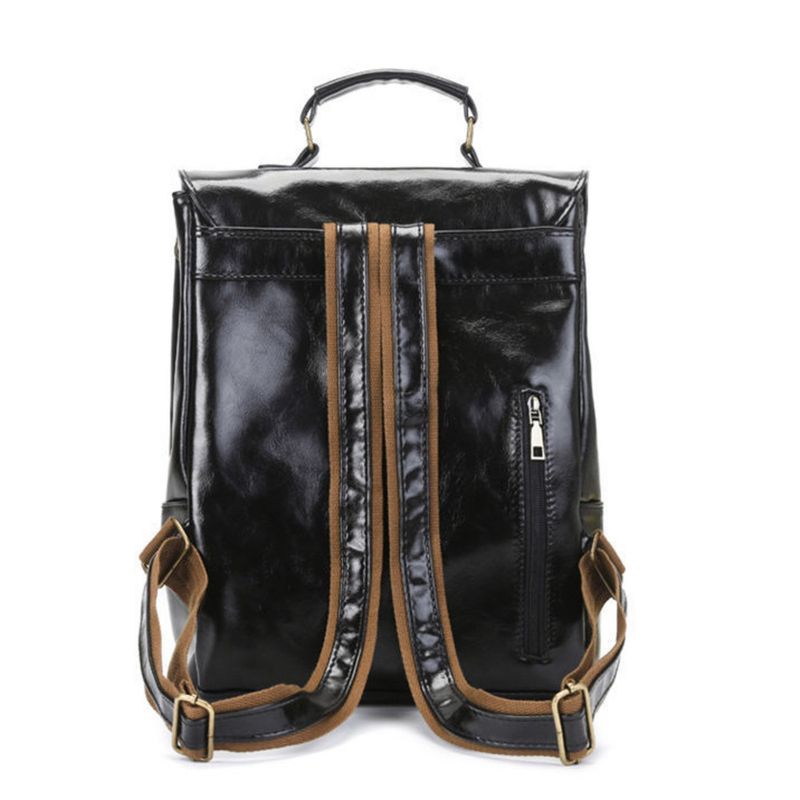 Mochila universitaria multifuncional pequeña de cuero sintético para hombre, moderna y casual._voghion.com