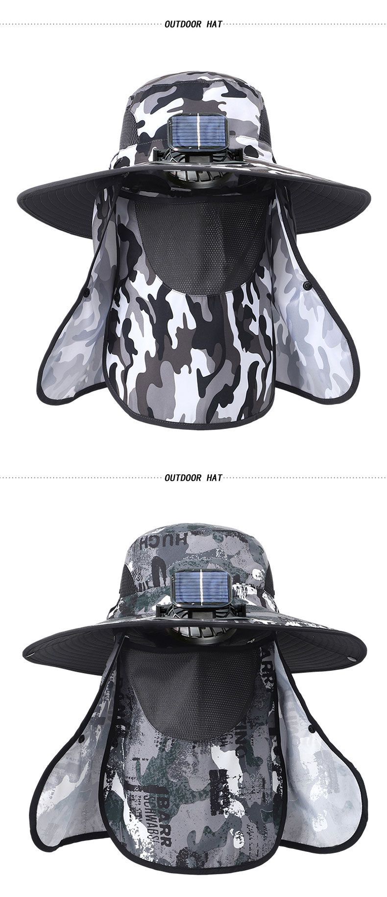 Solar-Powered Cooling Hat With Built-in Fan - Rechargeable Battery & Wide Brim Sun Protection For Men_voghion.com