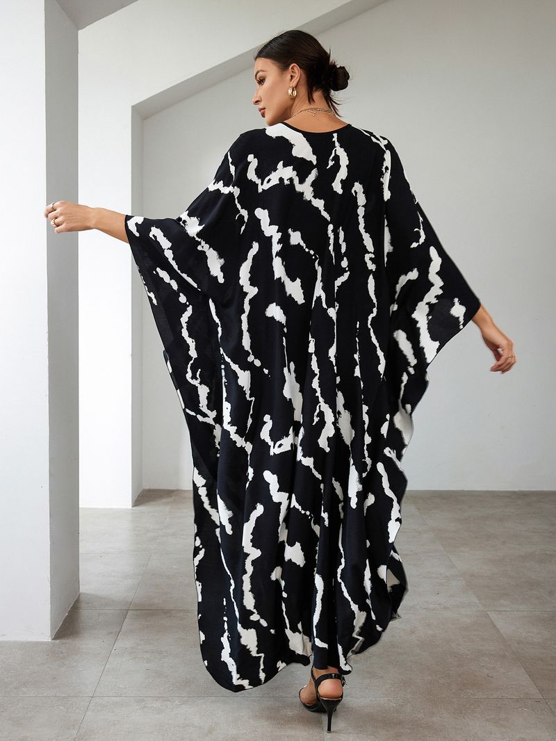 Bohemian katoenen maxi-jurk – oversized strandjurk, zwierige tuniek voor dames, plus-size zwembroek met levendige prints_voghion.com