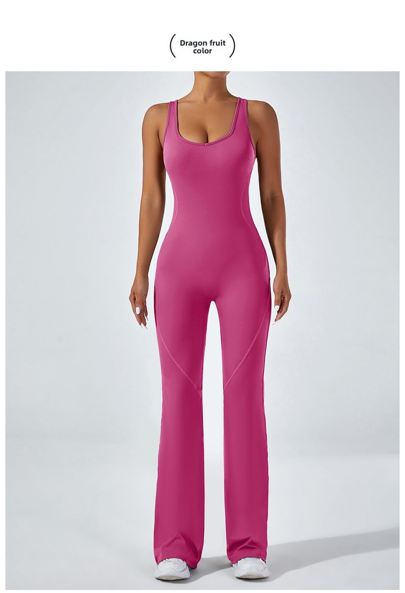 European And American Style Tight-Fitting Backless Yoga Hip-Lifting Sports Fitness Suit Wide-Leg Pants Tummy-Control_voghion.com