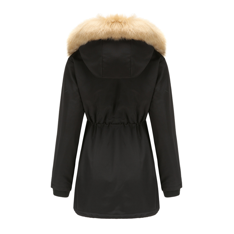 Cappotto imbottito in lana d'agnello spesso da donna, cappotto imbottito ampio, cappello staccabile e giacca in pile_voghion.com