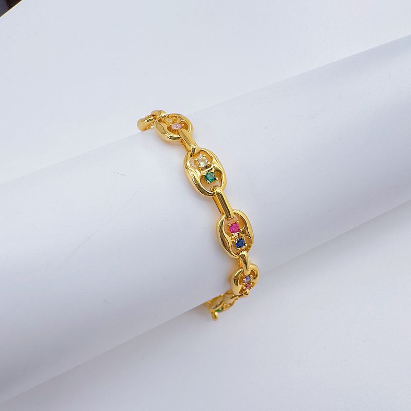 Gioielli da donna - Elegante bracciale in zircone con pietre colorate micro-pavé, design geometrico alla moda da indossare ogni giorno e come regalo_voghion.com