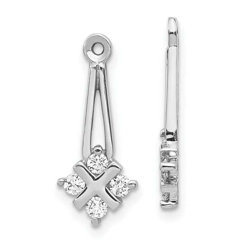 14k White Gold AA Dangle Cluster Diamond Earring Jacket_voghion.com