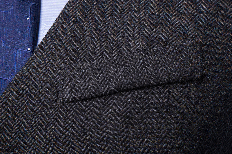 Colete casual de espinha de peixe masculino, colete de terno com decote em V da moda masculina_voghion.com