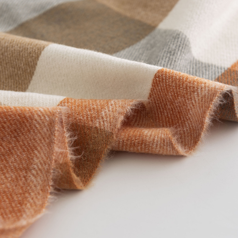 Bufanda a cuadros para mujer, bufanda de cuello cálida de estilo dulce, chal de moda, bufanda de Cachemira de imitación para otoño e invierno_voghion.com