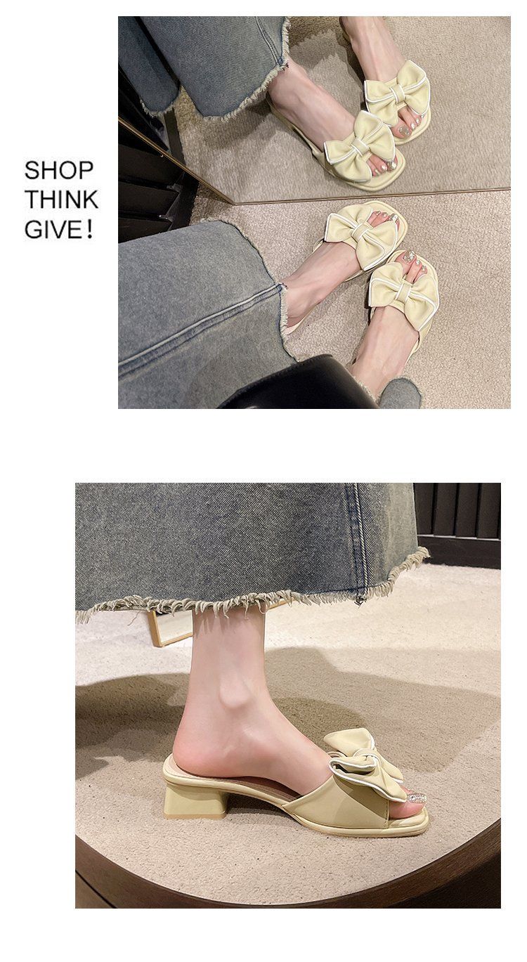 Damen-Sandalen mit klobigem Absatz – Pantoletten mit offener Zehenpartie und Schleifendekor für den Außenbereich_voghion.com