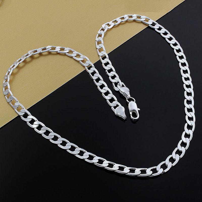 Collana in argento Sterling di alta qualità per donna e uomo, 40-60 cm, catena da 8 mm, solida, moda, regali di nozze di Natale_voghion.com