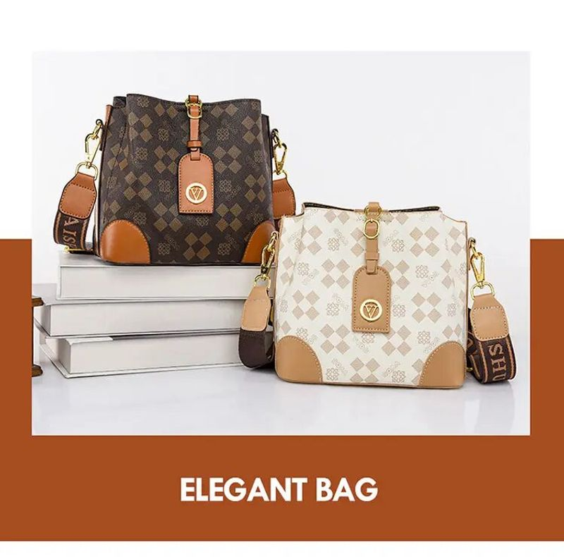 Ellovado Borsa a tracolla in morbida pelle di grande capacità per le donne Borse a tracolla con motivo monogramma Plaid Sac di alta qualità A491_voghion.com