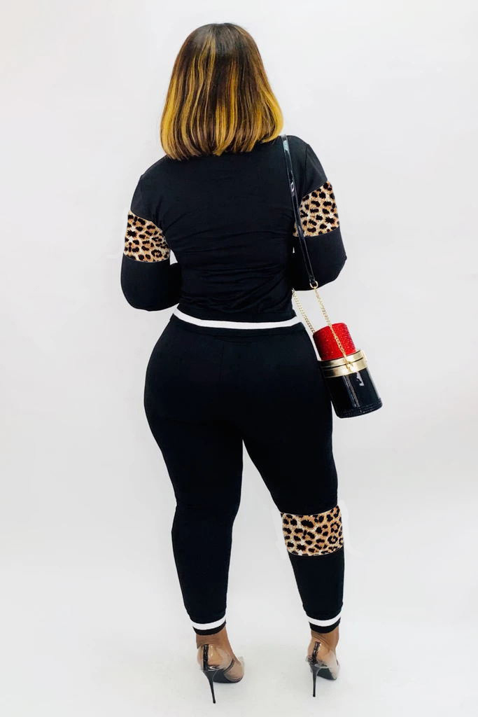 Costume pantalon imprimé léopard pour femmes, ensemble deux pièces à manches longues, mode européenne et américaine_voghion.com