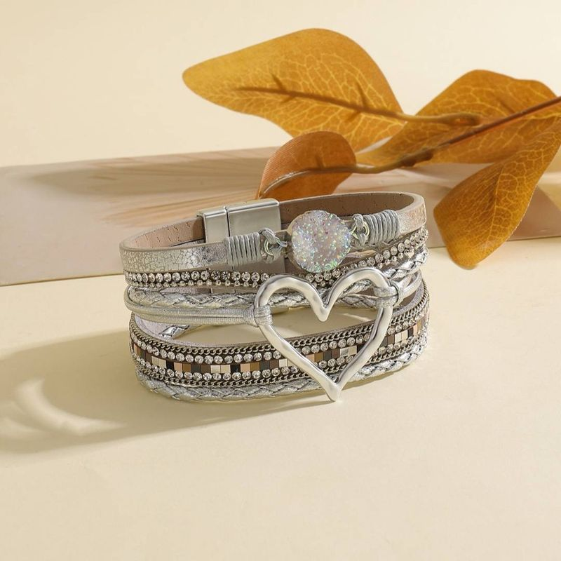 Lederseil 1pc Bohemian Multi Layers Raw Stone Love Armband Mädchen Schmuck_voghion.com