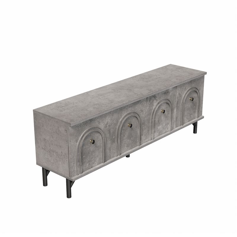 Modernes 4-türiges TV-Board In Grau, 160 Cm, Con Soft-Close-Scharnieren, Für Wohnzimmer_voghion.com