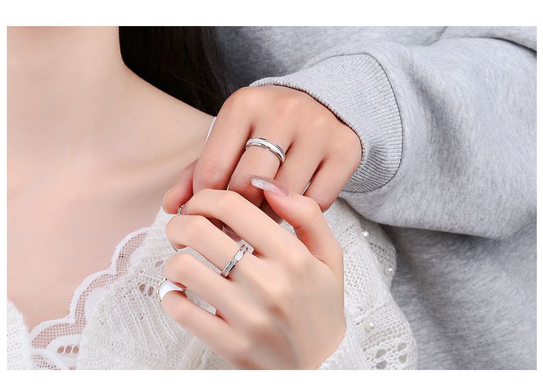 Wanying Jian Jia and Bai Lu Couple S Pure Silver Jewelry Light Luxury Personalized Matching Ring Valentine's Day Gift_voghion.com