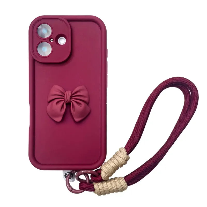 Wrist Chain Lanyard Case For Huawei Honor 50 60 70 80 90 100 200 Nova 9 10 8 11 12 Pro Funny Cute 3D Bow Hang Strap_voghion.com