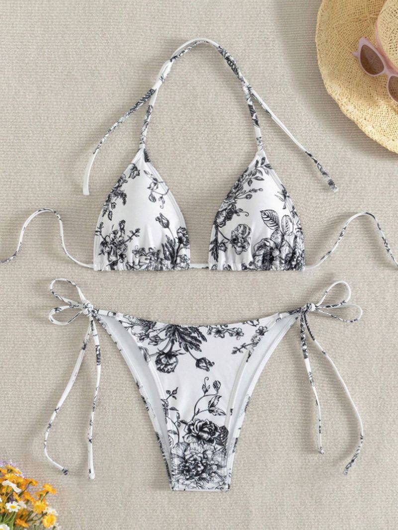Women's Clothing Sexy Backless Swimsuit Women's Leopard Print Three Point Bikini Drawstring Swimsuit_voghion.com