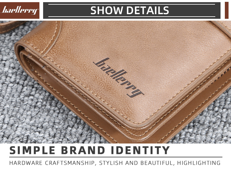 Herrenbrieftasche, lang, Baellerry, Business, mehrere Kartenfächer, große Kapazität, Schnalle, Reißverschluss, Clutch, modische Tasche_voghion.com