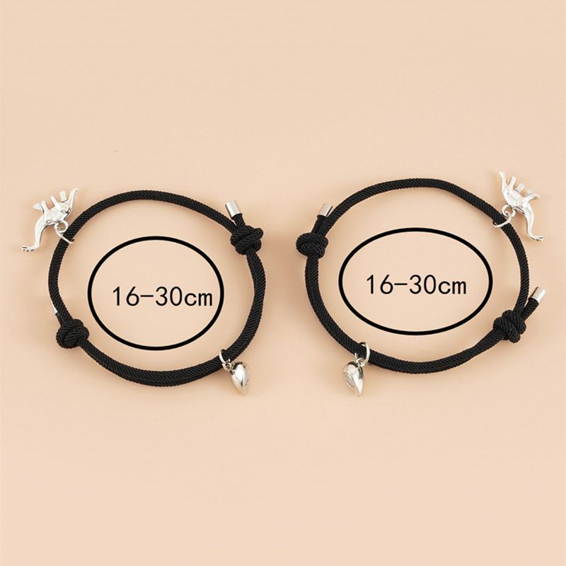 Yamaler 1 paar magnetische adsorptie, moeilijk te breken, anti-val, zweetbestendig, verstelbare 3D hart dinosaurus paar armband sieraden_voghion.com