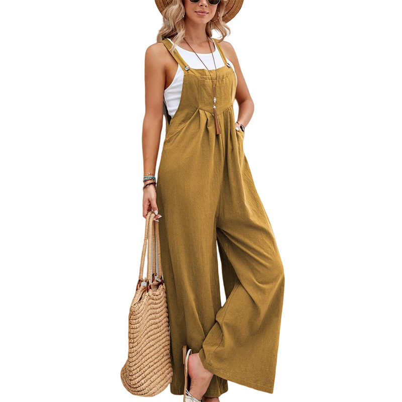 Women"s Solid Color Casual Strappy Jumpsuits_voghion.com