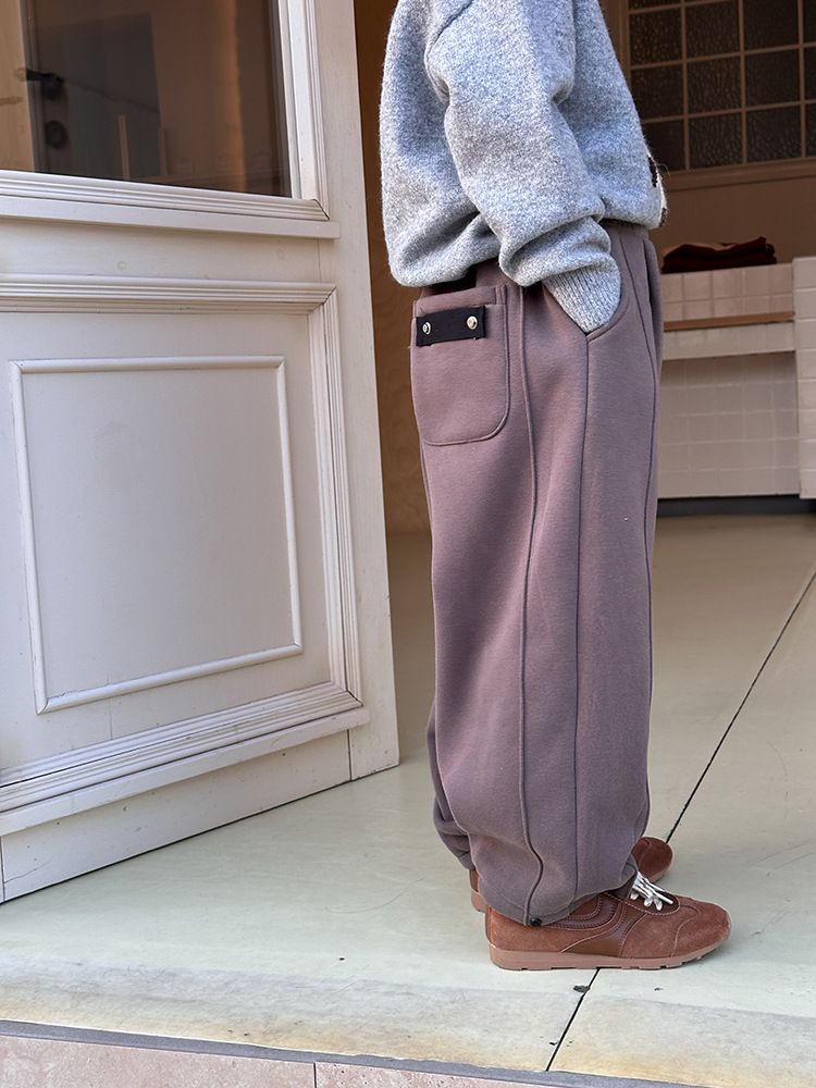Kid's Clothing Winter Thickened Grain Velvet Sweatpants Boys And Girls Warm Plus Velvet Buckle Stitching Trousers_voghion.com