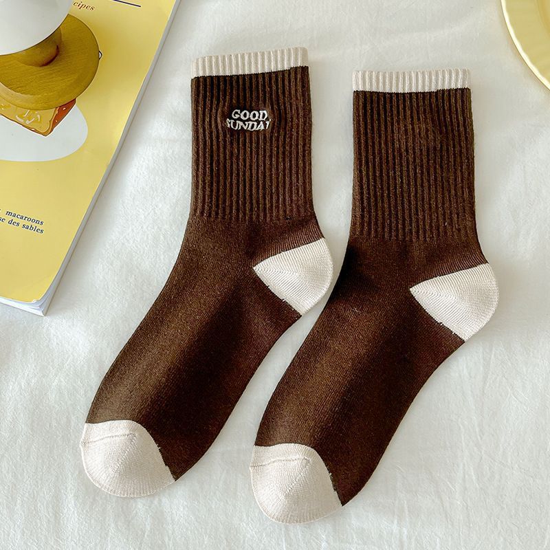 Zhuji Women's Autumn Mid-Calf Trendy Thickened Melad Striped Slouch Seamless Winter Long Socks_voghion.com