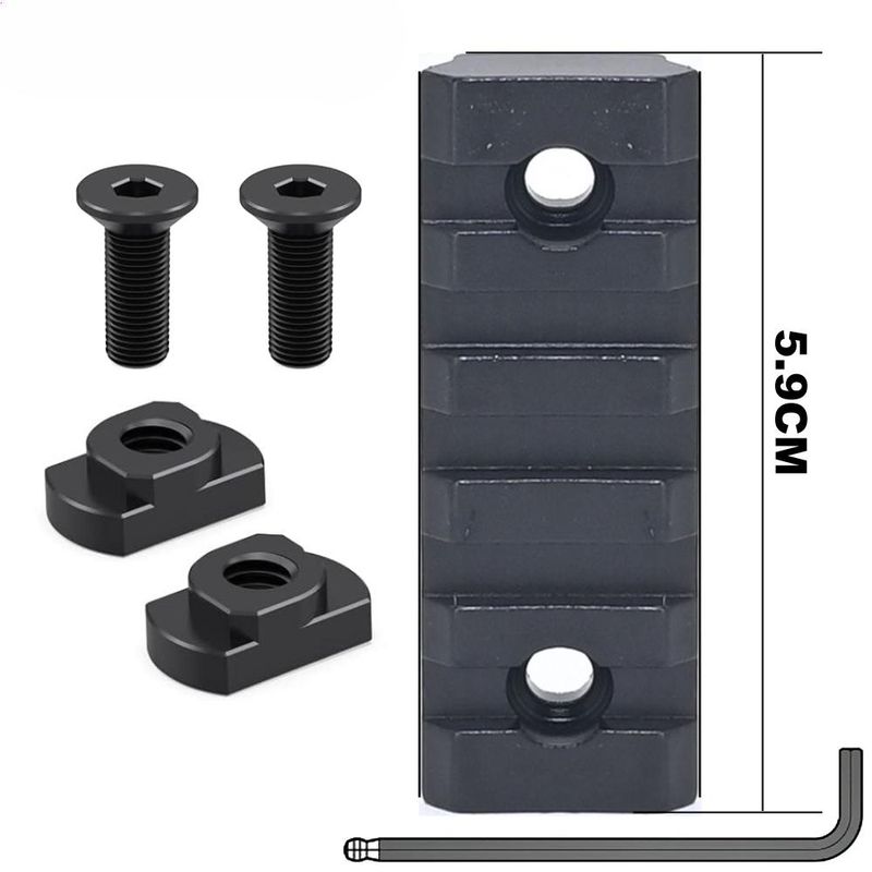 Sada 6 lišt Picatinny pro Keymod (3/5/7/9/11/13 slotů) – montážní sada s T-maticemi, šrouby a imbusovými klíči – lehký hliník – černá_voghion.com
