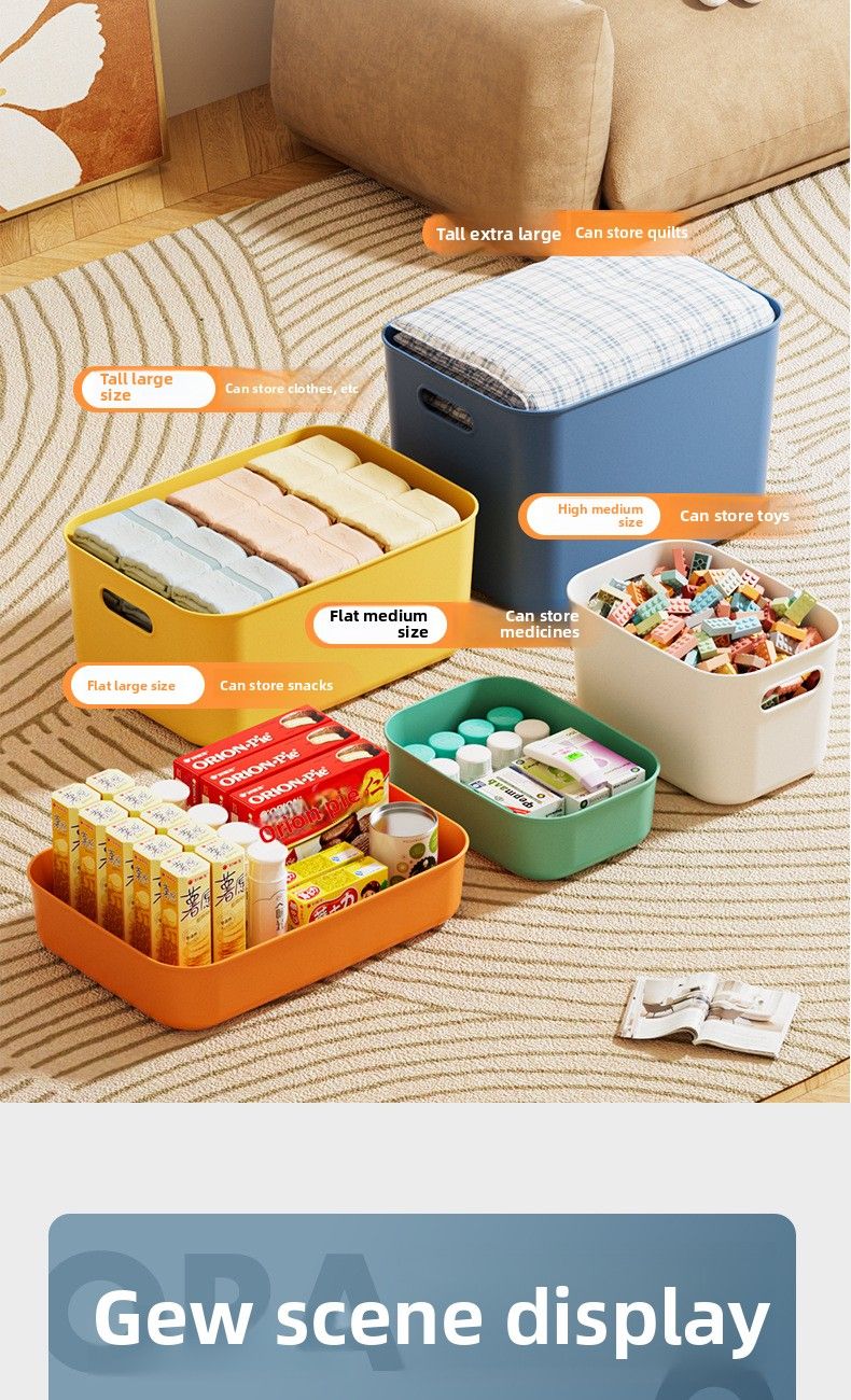 Desktop With Lid Plastic Miscellaneous Snacks Cosmetics Rectangular Basket Storage Organizing Box_voghion.com