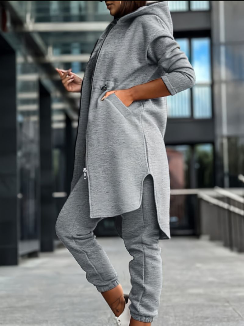 Lässiges Hoodie-Set für Damen – Passendes Outfit mit Kapuzenpullover und Jogginghose im 3D-Druck_voghion.com