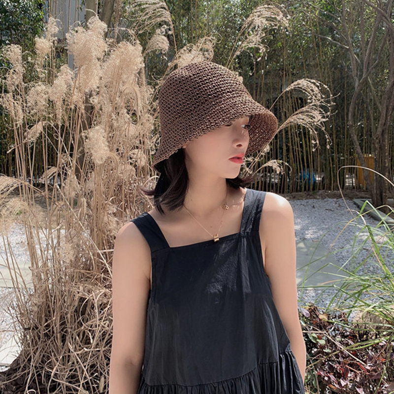 New Arrivals Foldable Handmade Fisherman Straw Sunscreen Sweet Summer Vacation Casual Holiday Women's Girls Fashion Bucket Beach Hat_voghion.com