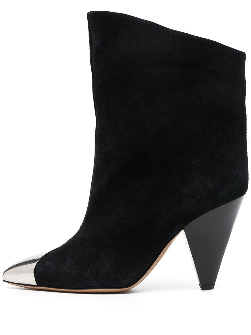 2025 Spring And Autumn New Cowhide Pointed Fashion Short Boots Large Size Women's High Heel Iron Toe Shoes_voghion.com