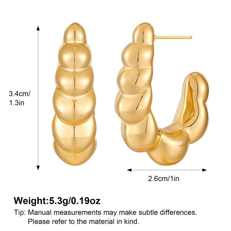 Hot Sale Real Gold Brass Electroplating Simple Design Personality Versatile Daily Earrings For Women_voghion.com