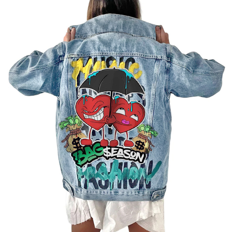 herenkleding jas denim net rode jas dames herfst en winter honkbaluniform Amazon jas_voghion.com