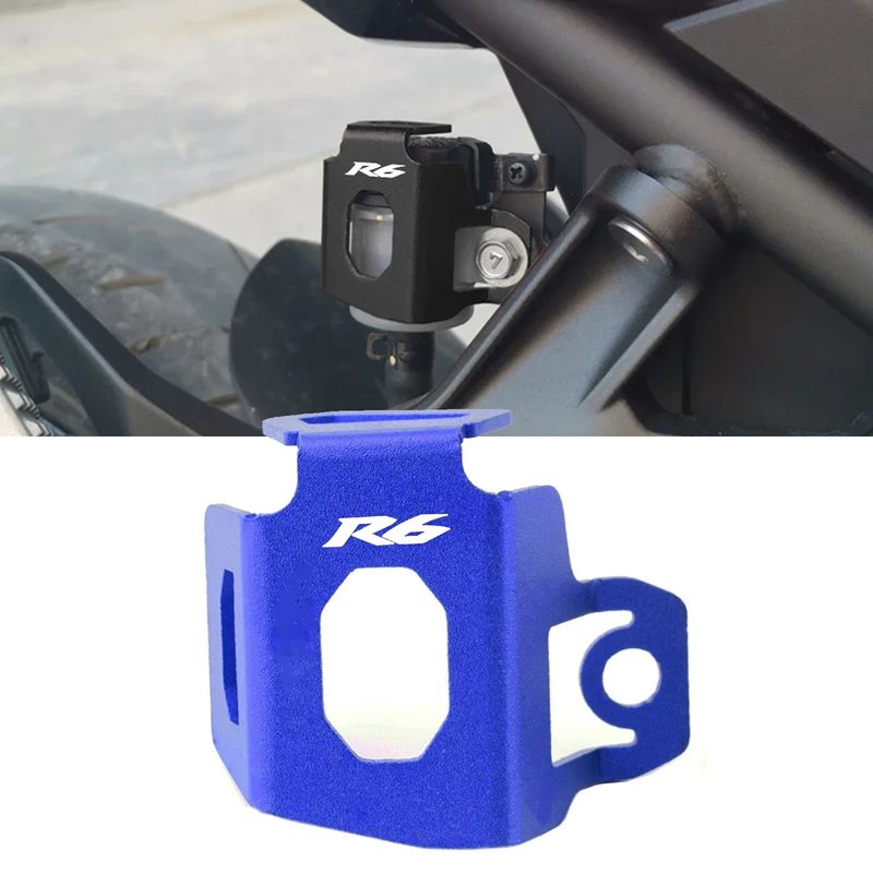 PARA YZF R6 YZFR6 YZF-R6 Accesorios de motocicleta Cubierta protectora de depósito de líquido de freno trasero de aluminio CNC_voghion.com