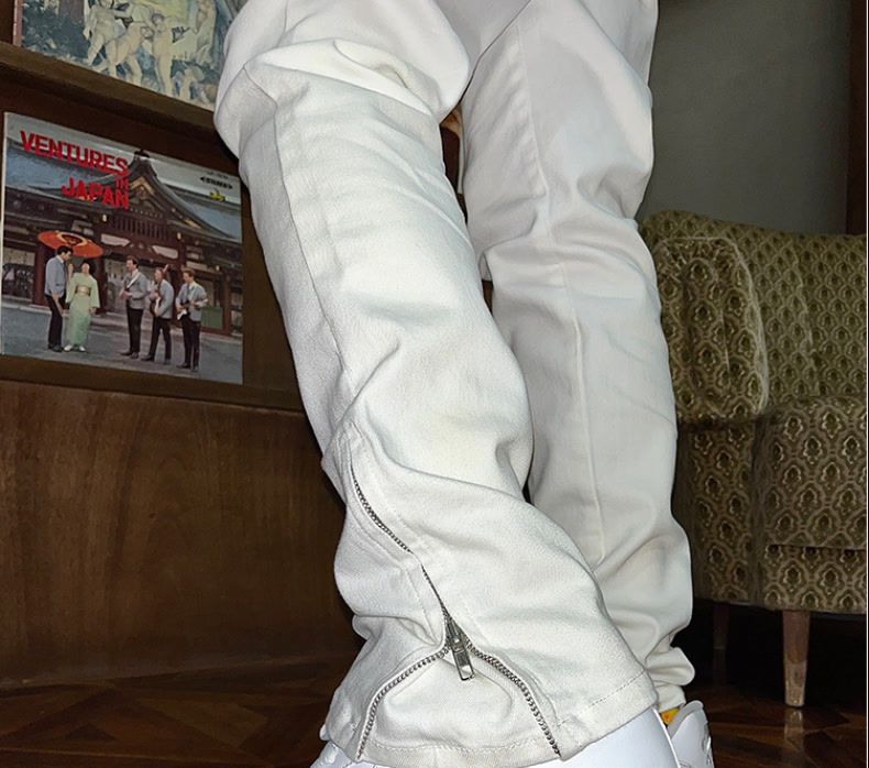 Spring American Street Trendy Brand Versatile Slim-fitting Straight-leg Pants With Adjustable Split-ended Zipper Jeans For Men_voghion.com