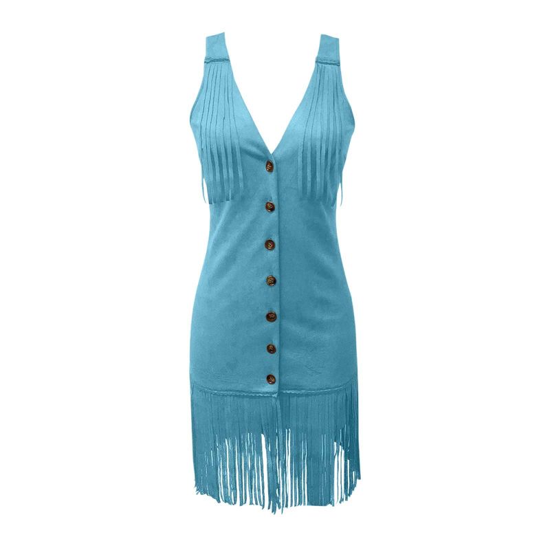 Nuovo abito aderente con frange e spalline a V profondo sexy da donna_voghion.com