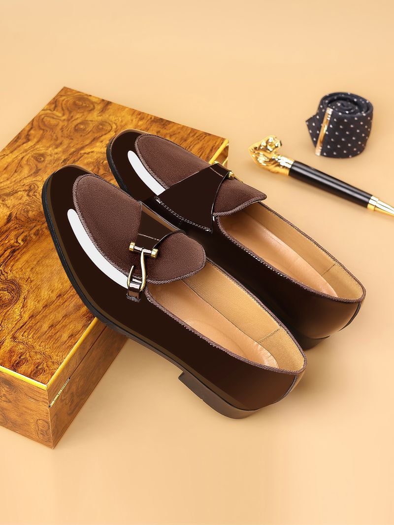 Mocassins décontractés à bout carré pour hommes avec boucle latérale - Chaussures professionnelles et élégantes pour les affaires et les loisirs (Pointures 40-48)_voghion.com
