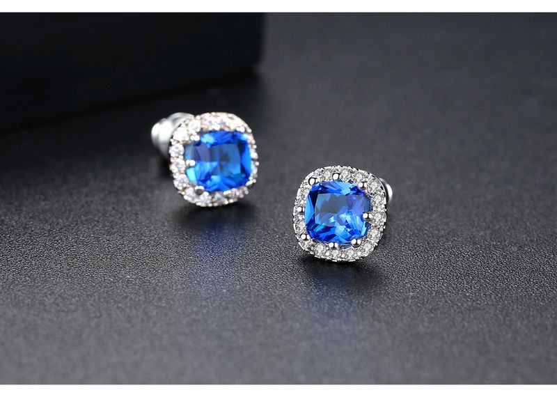 Women's Jewelry - Elegant Zircon Stud Earrings With Geometric Design, Hypoallergenic Copper Base, Sparkling Crystal Accents Daily Wear Gift Giving_voghion.com