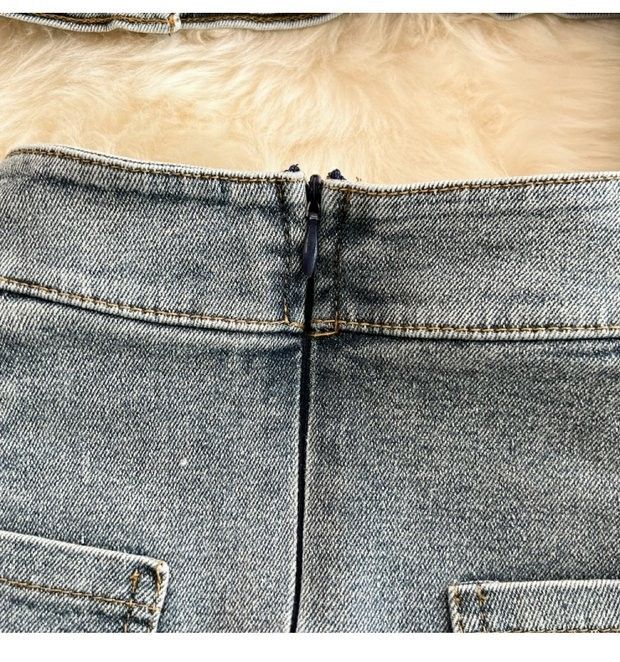 Women's Denim Jacket & High Waist Pencil Skirt Two-Piece Set - Slim Fit Short Cropped Blazer With Button Front & Bodycon Mini Skirt (Blue, S/M/L)_voghion.com