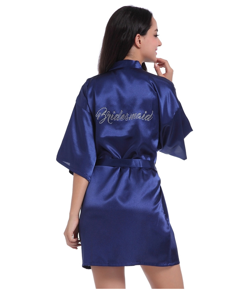 Underwear Wedding Sisters Girlfriends Group Silk Thin Cardigan Nightgown Hot Diamond Bridesmaid Bridesmaid Morning Gown_voghion.com