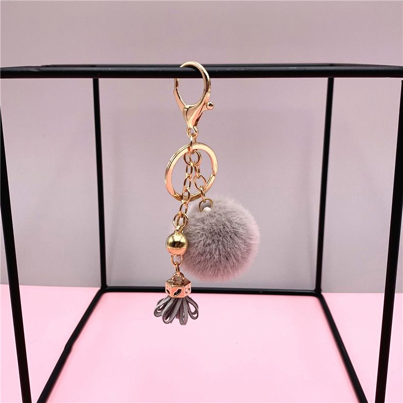 Taske Charm Kreativ nøglering Sød kvast Frugtfarve Pelsbold Bilnøglering Taske Vedhæng Plys lille gavetilbehør_voghion.com