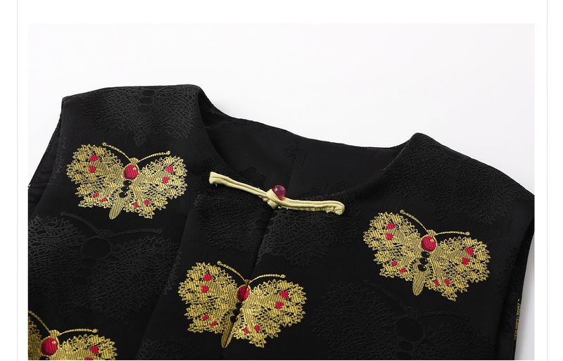 ragazza Nuovo cinese di alta qualità farfalla jacquard imbottito per le donne autunno inverno nazionale bottone gilet retrò stile ZX MX091_voghion.com
