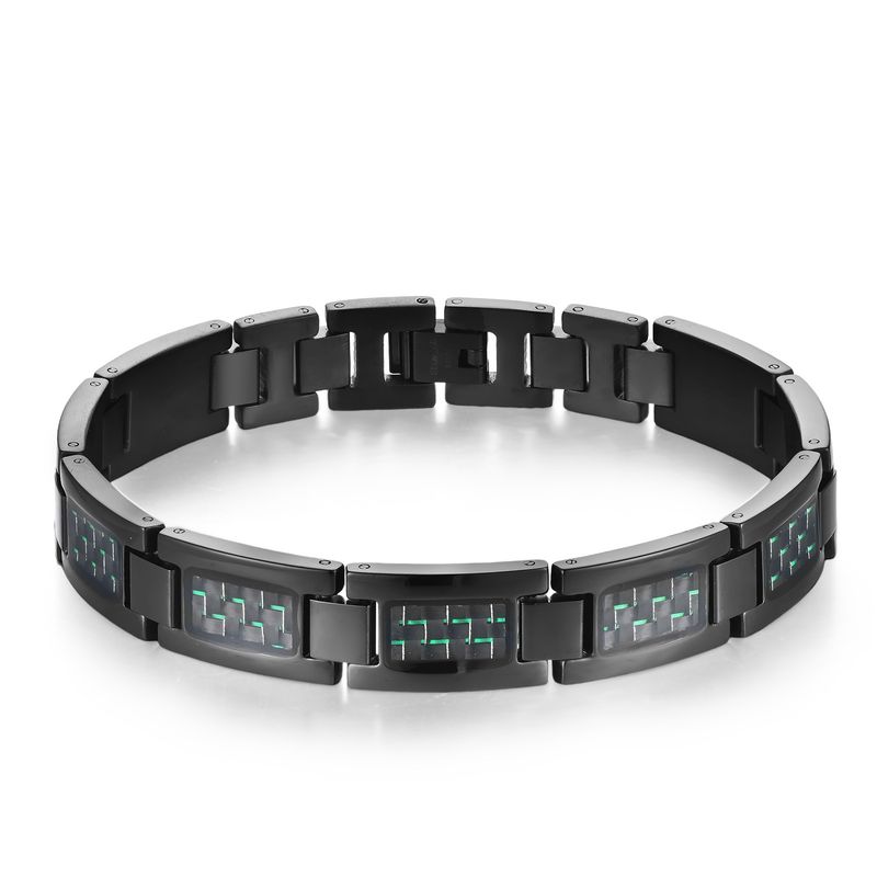 Herrenarmband aus Edelstahl und Karbonfaser – eleganter Business- und Freizeitstil mit geometrischem Design – langlebig und leicht für den Alltag_voghion.com
