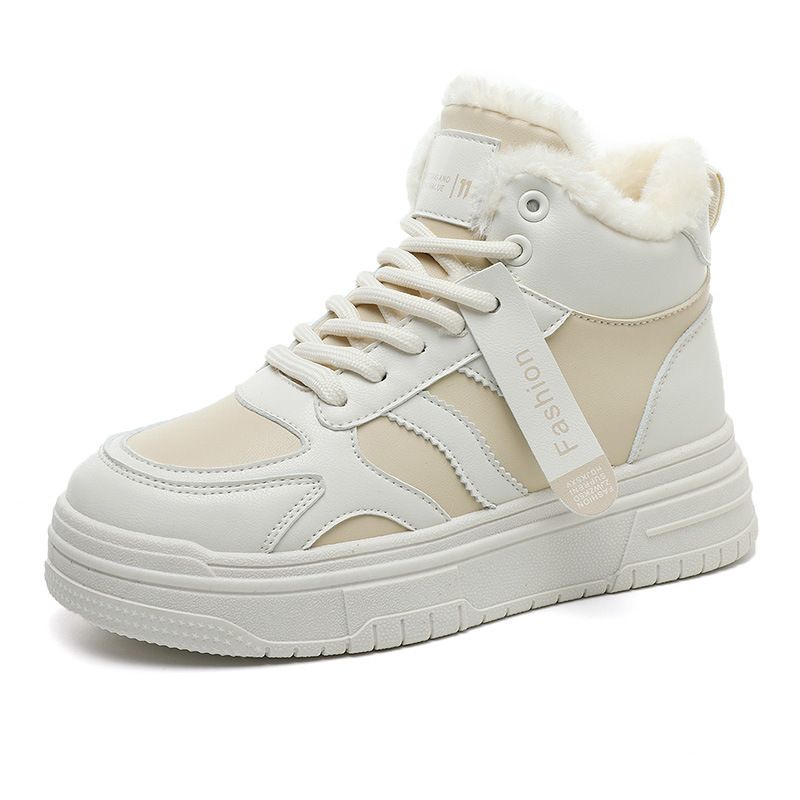 Qrh221 Winter New New Ins Korean Version Fleece-Lined High-Top Sneakers For Female Students, Height-Increasing_voghion.com