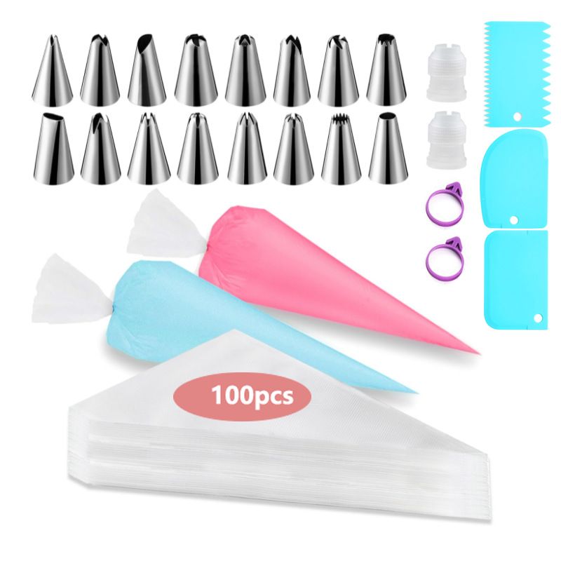Set di utensili da forno con beccuccio per pasticceria in acciaio inossidabile, sac à poche monouso, strumento per spremere la crema per dolci_voghion.com