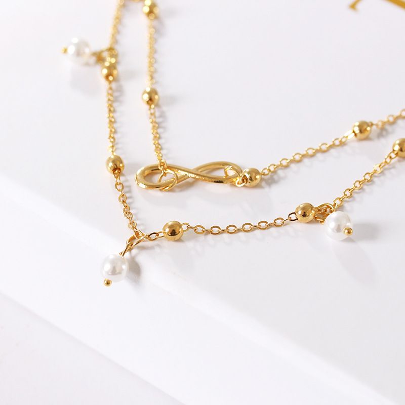 Moud waarm verkafen Perl 8-Wuert Fousskett Bijouen Fraen handgemaachte Perlen Duebelkette Foussschmuck Strand Foussschmuck_voghion.com