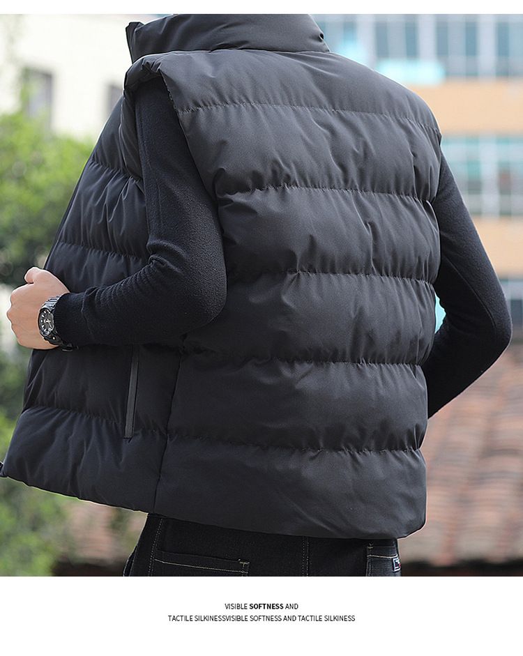 Cross Border Large Size Casual Men's Vest Men's Loose Autumn And Winter Vest Warm Down Cotton Warm Jacket Cotton Clothing_voghion.com